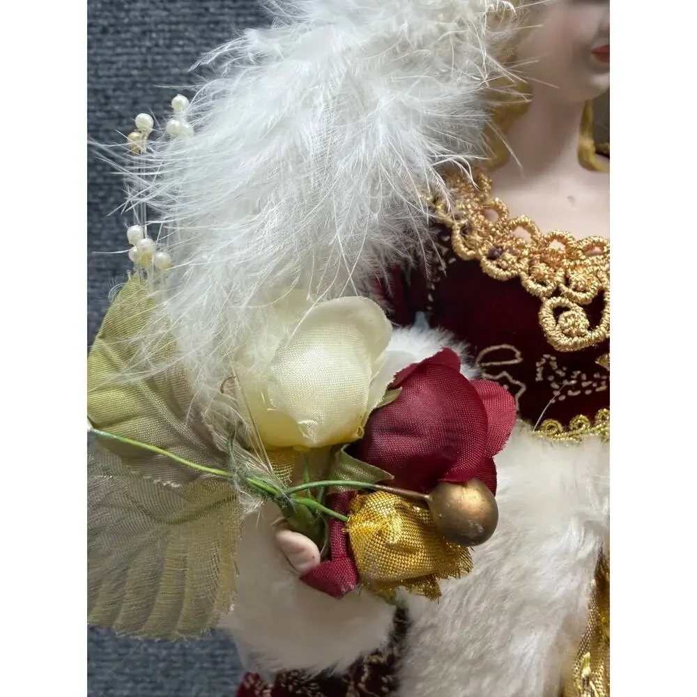 Kmart Christmas Angel Doll Burgundy Gold Dress Holiday Decor